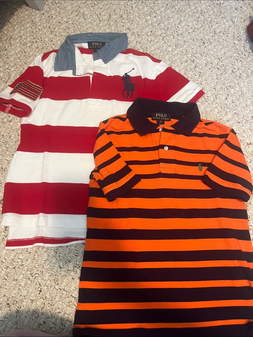 Polo by Ralph Lauren Orange & Black Striped Kids Polo